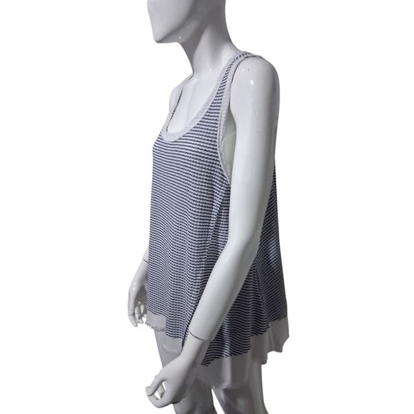 Umgee Nautical Tank Womens size Large Stripe Asymmetrical Beachy Scoop Neck Top - Picture 4 of 8